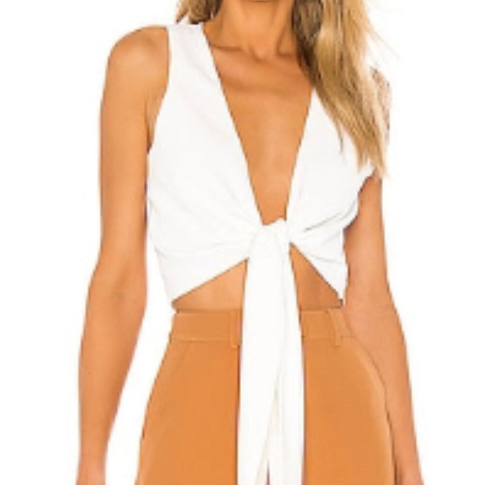 L'Academie Aeris Top White Front Tie Top
